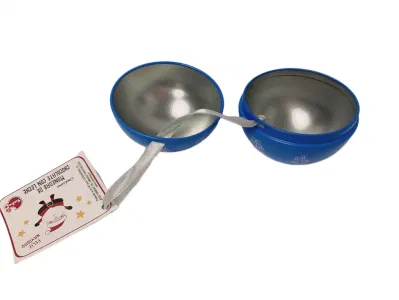 Hot Sale Food Grade Tin Ball Christmas Tin Can Gift Tin Case with Ribbon Packaging Tin Box