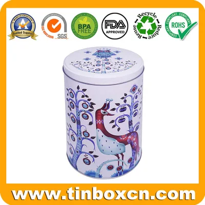 Large Customized Round Metal Can Cookies Tea Chocolates Christmas Tin for Food Storage Box