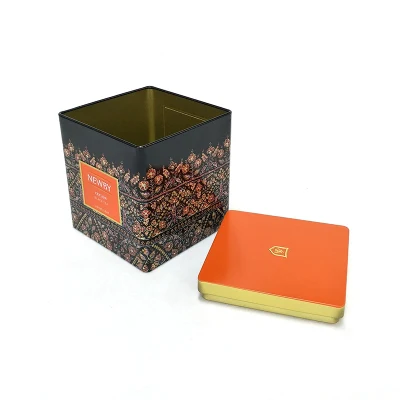 Custom Embossed Airtight Green Tea Black Tea Packaging Metal Square Tin Can