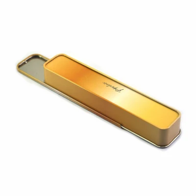 Custom Printed Rectangular Sliding Lid Pen Holder Metal Tin Pencil Case Box