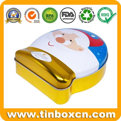 Decorative Metal Tin Can Christmas Chocolate Tin Box with Golden Bottom for Xmas Festival Gift Candy