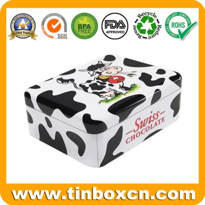 Empty Custom Rectangular Metal Chocolate Tins for Food Packaging Box