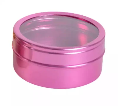 5225kc 40ml Aluminum Round Cosmetic Cream Candy Spice Pill Mint Small Black Metal Mini Tin Boxes with Clear Window