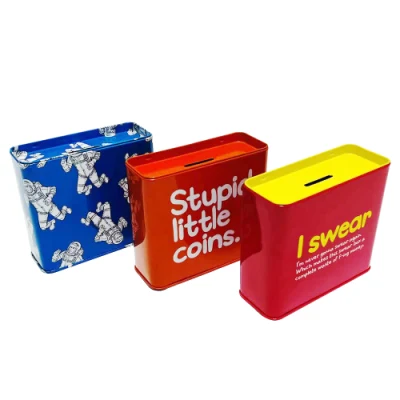 Factory Custom Collectibles Small Tin Can Money Box Metal Square Piggy Bank Tin Plate Money Saving Tin Box for Child