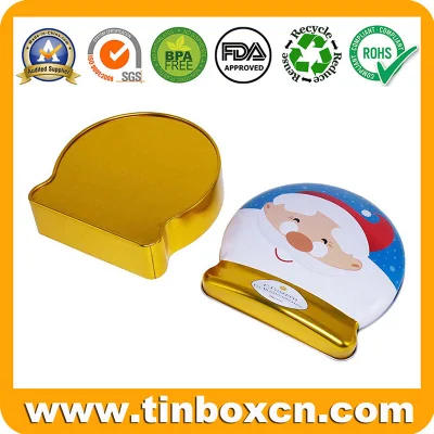 Decorative Metal Tin Can Christmas Chocolate Tin Box with Golden Bottom for Xmas Festival Gift Candy