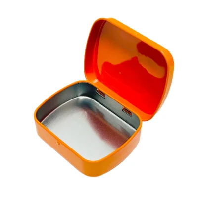 Wholesale Hinged Lid Tinplate Box Storage Container Rectangular Metal Packaging Food Grade Mint Tin Can for Mint