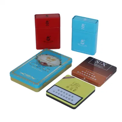 Customize Logo Durable Metal Airtight Cigarette Holder Hinged Pre-Roll Tin Case Packaging Cigar Tin Can Packaging Little Tin Box