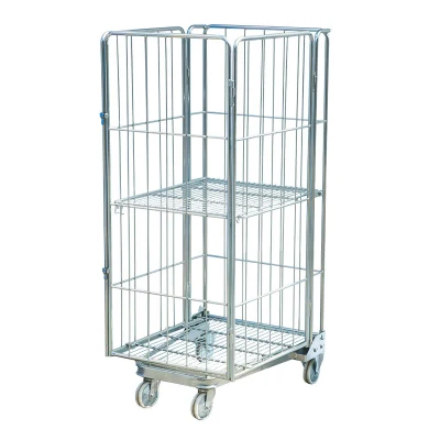 Foldable Collapsible Stackable Warehouse Storage Steel Metal Wire Mesh Roll Cage Container