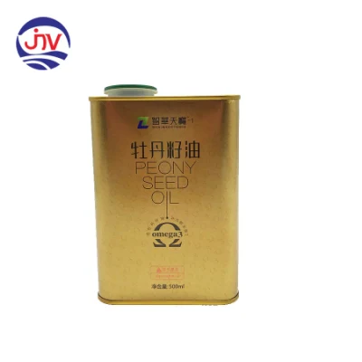 0.5 Lliter Rectangular Empty Tin Can with Plastic Spout Cap