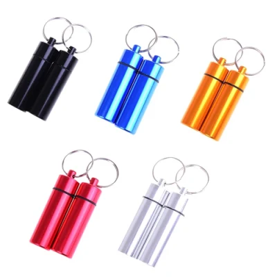 Small Waterproof Aluminum Pill Box Case Daily Metal Pill Case Keychain
