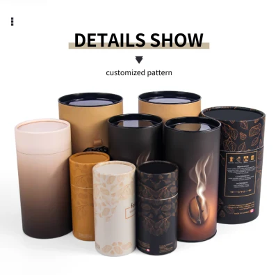 Firstsail Eco Friendly Custom Airtight Aluminum Foil Food Round Paper Tube Cookie Instant Coffee Powder Mug Container with Metal Lid