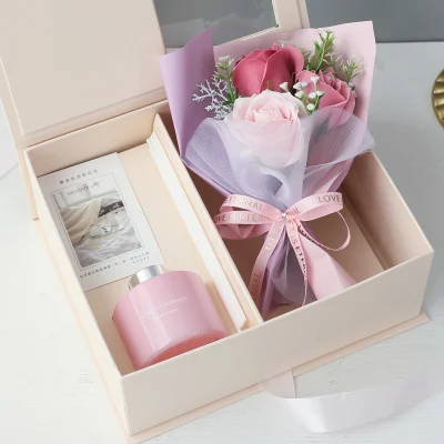 Printed Custom Design Luxury Magnetic Flower Perfume Aroma Cardboard Packing Paper Packaging Gift Box with Logo