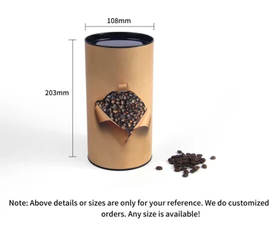 Firstsail Eco Friendly Custom Airtight Aluminum Foil Food Round Paper Tube Cookie Instant Coffee Powder Mug Container with Metal Lid