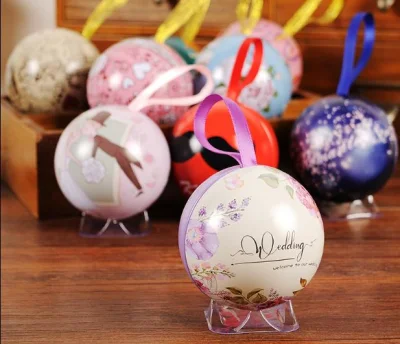 Colorful Cute Small Metal Box, Party&Festival Decorative Happy Ball Gift Boxes Set Round Tin Box