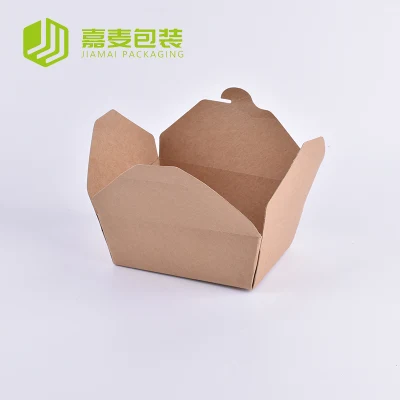 Custom Printed Recyclable Lunch Box Kraft Brown Food Boxes Disposable Kraft Paper Fried Chicken Packaging Box Salad Box Food Packaging