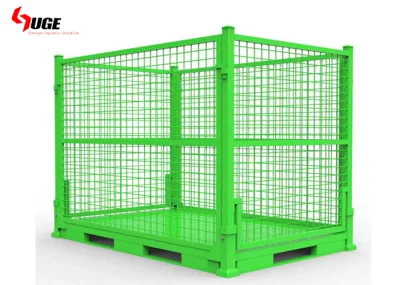  Cage Wire Mesh Gas Cylinder with Wheels Foldable Metal Pallet Collapsible Bin Box Storage Container