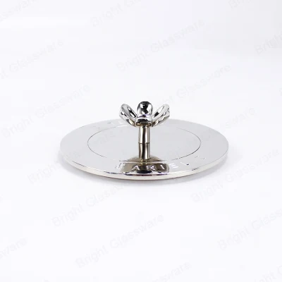 Luxury Silver Metal Candle Lids with Flower Handle Candle Topper