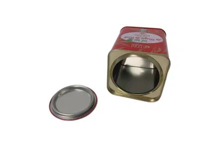 Square Shape Tea Tin Metal Tin Can Gift Box with Press Lid Tin Tea Packaging for 100g Tea Packaging Tin Box
