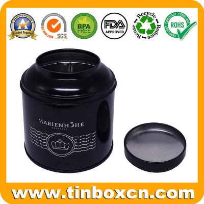 High-Quality Custom Classical Black Food Can Round Metal Tin for Packing Tea Coffee Gift Box