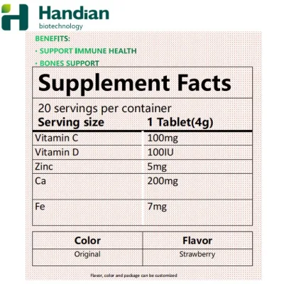 Children Health Multivitaimin Tablets Vc/Vd/Ca/Zn Certified Orange Effervescent Tablets for Kids