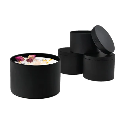  Wholesale Round Black Metal Containers Box Tin Can Candle Jar Candle Tin