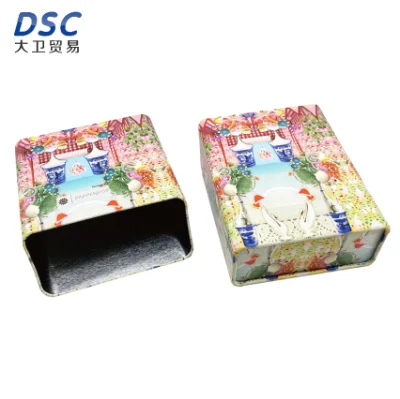Floral Pattern Food Packaging Square Oblique Tin Box Tinplate Can