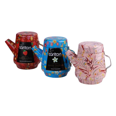  Fancy Decorative Sealed Round Caddy Tea Pot Airtight Metal Cylinder Tea Can Powder Tea Coffee Tin Box
