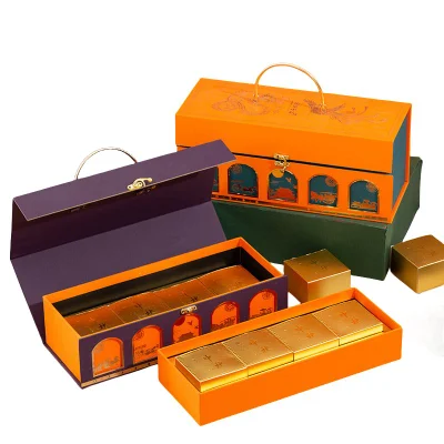 Bright and Colorful Moon Cake Box Metal Portable Gift Box with Exceptional Texture