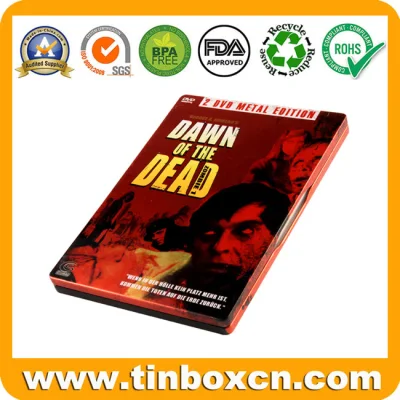 Square CD Tin Case with Zipper, Metal Tin DVD Box