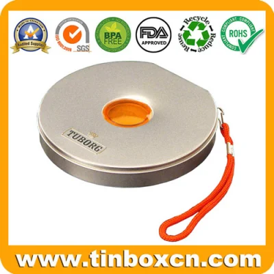 Square CD Tin Case with Zipper, Metal Tin DVD Box