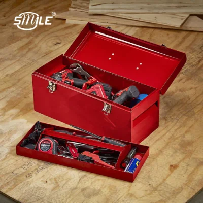 Smile Safe and Sturdy Equipment Metal Toolbox Hard Case with Small Tools