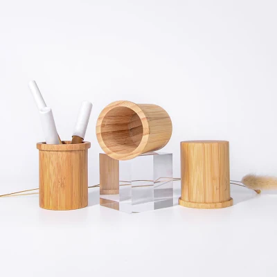 Bamboo Makeup Can 500ml 700ml Bamboo Wood Cosmetic Storage Bottle Mason Jar