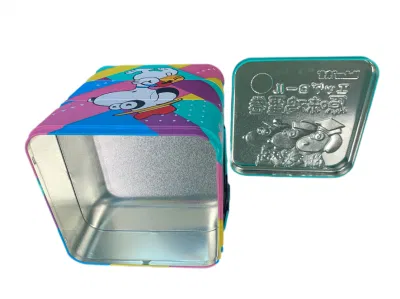 Factory Price Square Shape Metal Biscuit Tin Christmas Gift Tin Box Cookies Tin with Press Lid Packaging Tin Box