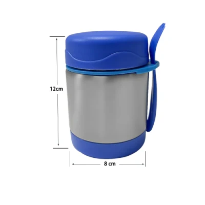 Lunch Box Thermal BPA Free 300ml Round Food Container Double Metal 304 with PP Lid Lekaproof Kids Soup Cup