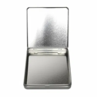 Custom Printed Rectangular Child Resistant Cr Tin Can with Plastic Button Hot Sale Food Grade Child Proof Tin Box with Insert