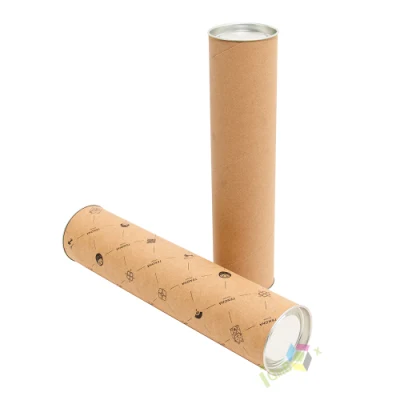 Custom Kraft Tube Packaging Tea Box with Metal Lid