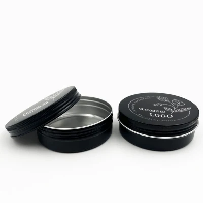 Empty Hollow Air Freshener Cosmetic Tin Matte Black Aluminium Jar 10gr 60g 100g