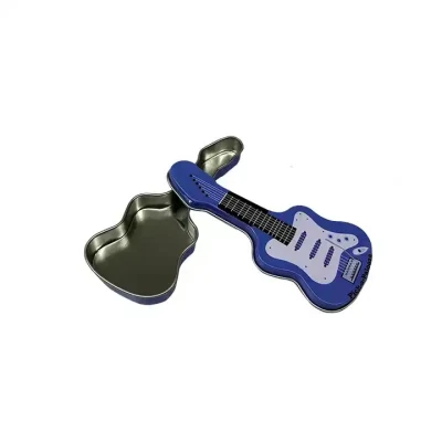 Small Guitar Shape Shrink Wrap Candy Tin Box Hard Candy Mint Box