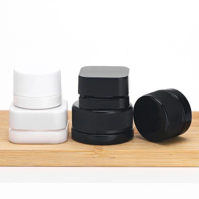 5ml 9ml White/Clear/Black Concentrate Square Glass Jar with Child Proof Plastic Square Cap