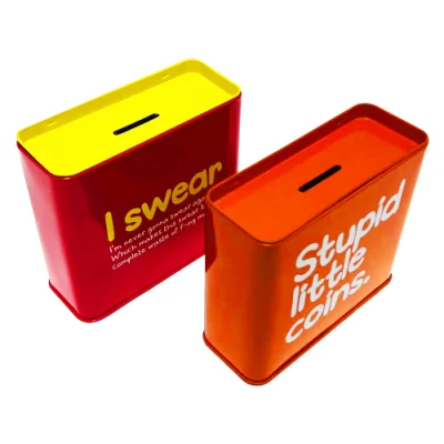 Factory Custom Collectibles Small Tin Can Money Box Metal Square Piggy Bank Tin Plate Money Saving Tin Box for Child