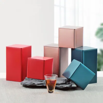 Wholesale Square White Black Tin Can Packaging for Loose Tea Metal Box Tea Tins