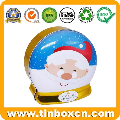 Decorative Metal Tin Can Christmas Chocolate Tin Box with Golden Bottom for Xmas Festival Gift Candy