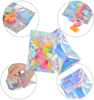 Custom Printed Hologram Candy Mylar Zipper Plastic Bag