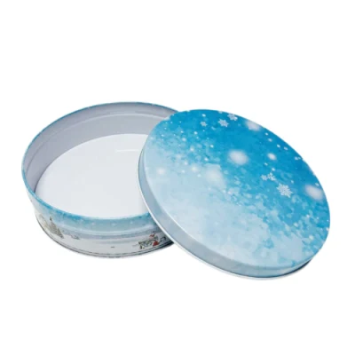 Factory Custom Tinplate Packaging Small Round Box Christmas Metal Tin Can for Candy Chocolate Biscuit