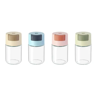 Soda Lime Glass Spice and Pepper Shaker Press Quantitative Salt Bottle Spice Shaker Tin 100ml Kitchen and Dining Room Use