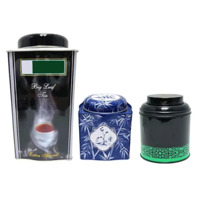 Factory Custom Tinplate Canister Storage Container Rectangular Round Metal Box Packaging Luxury Tea Tin Can for Loose Tea