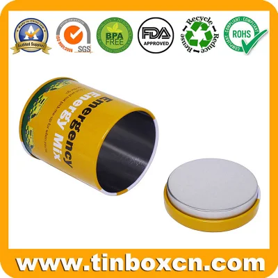 Small Metal Box Energy Mix Round Fruit Nut Candy Coffee Tea Tins