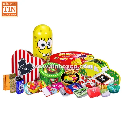 Embossed Hinged Sugar Free Lemon Mint Tin Box for Candy