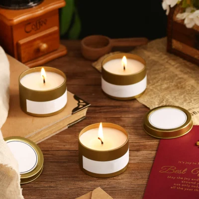 Christmas Gift Small Can with Lid Round Scented Candle Jar Tins Container Candle Tins