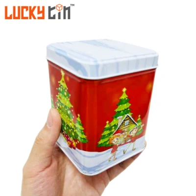  Factory Custom Tinplate Tin Container Square Christmas Metal Box Packaging Small Assorted Candy Tin Box